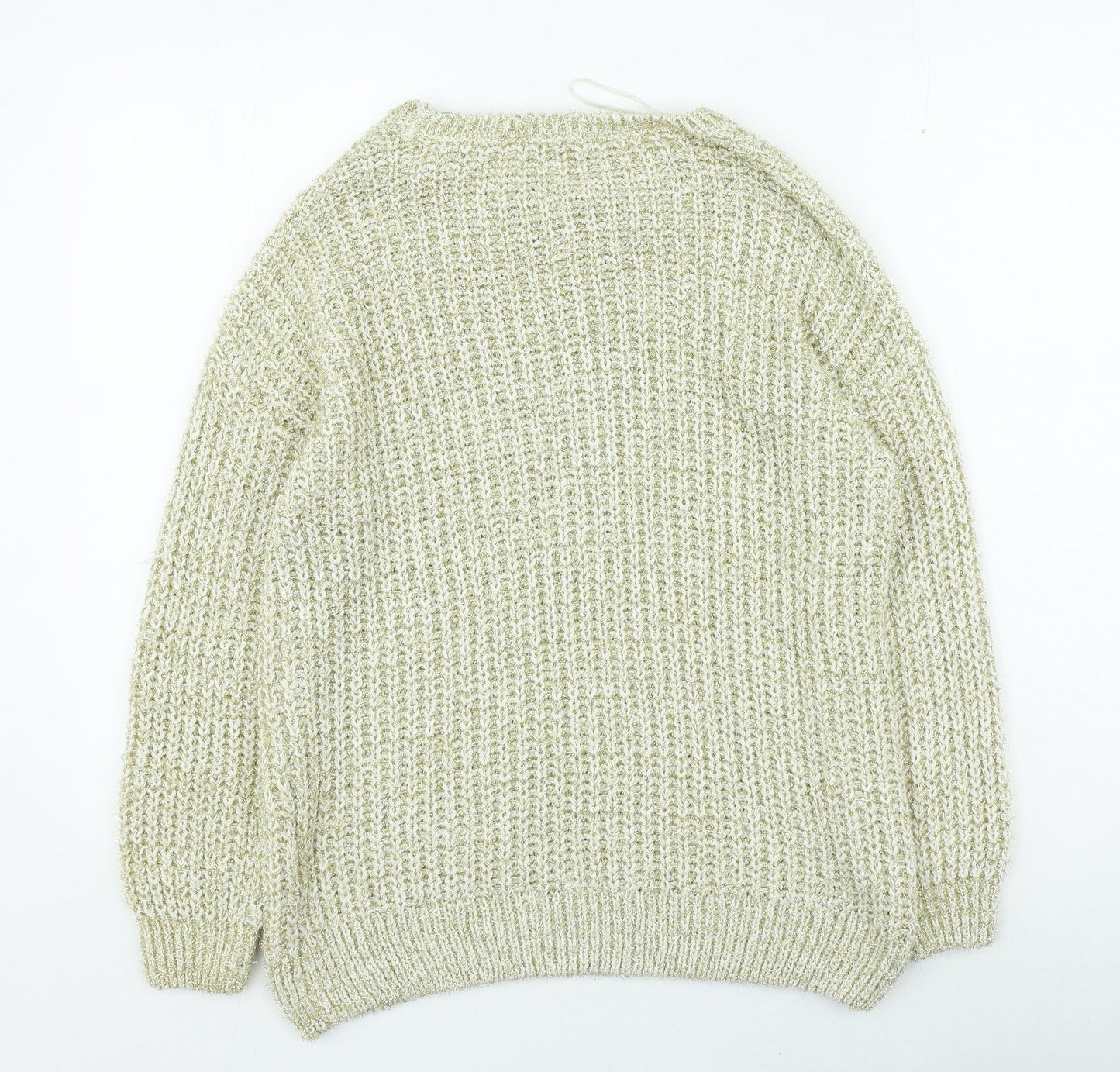 Womens UK Size S peacoks Gold Pullover Jumper