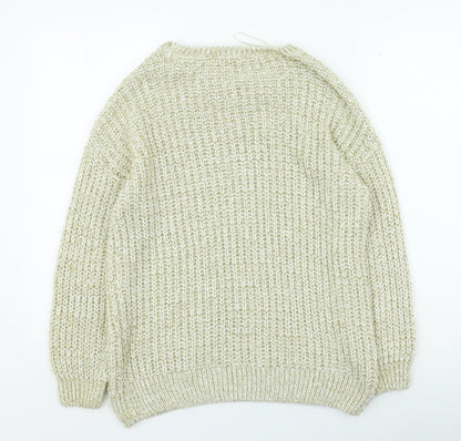 Womens UK Size S peacoks Gold Pullover Jumper