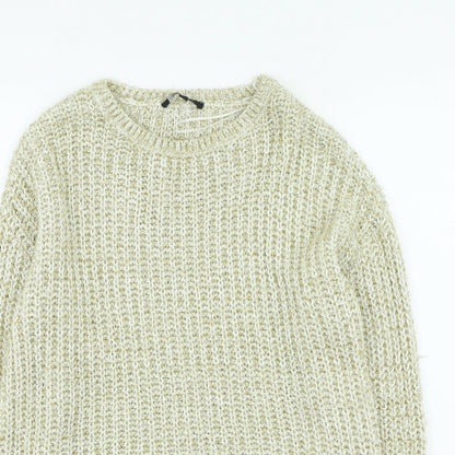 Womens UK Size S peacoks Gold Pullover Jumper