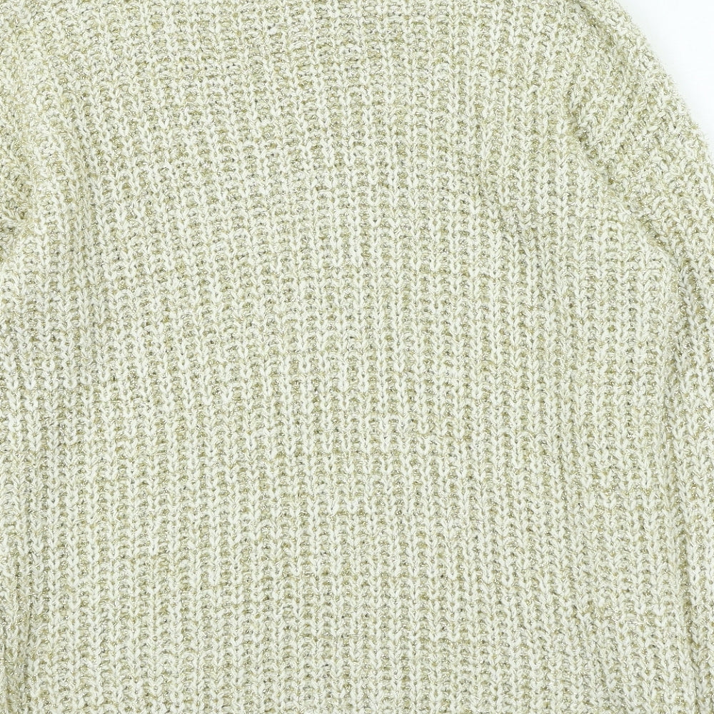 Womens UK Size S peacoks Gold Pullover Jumper