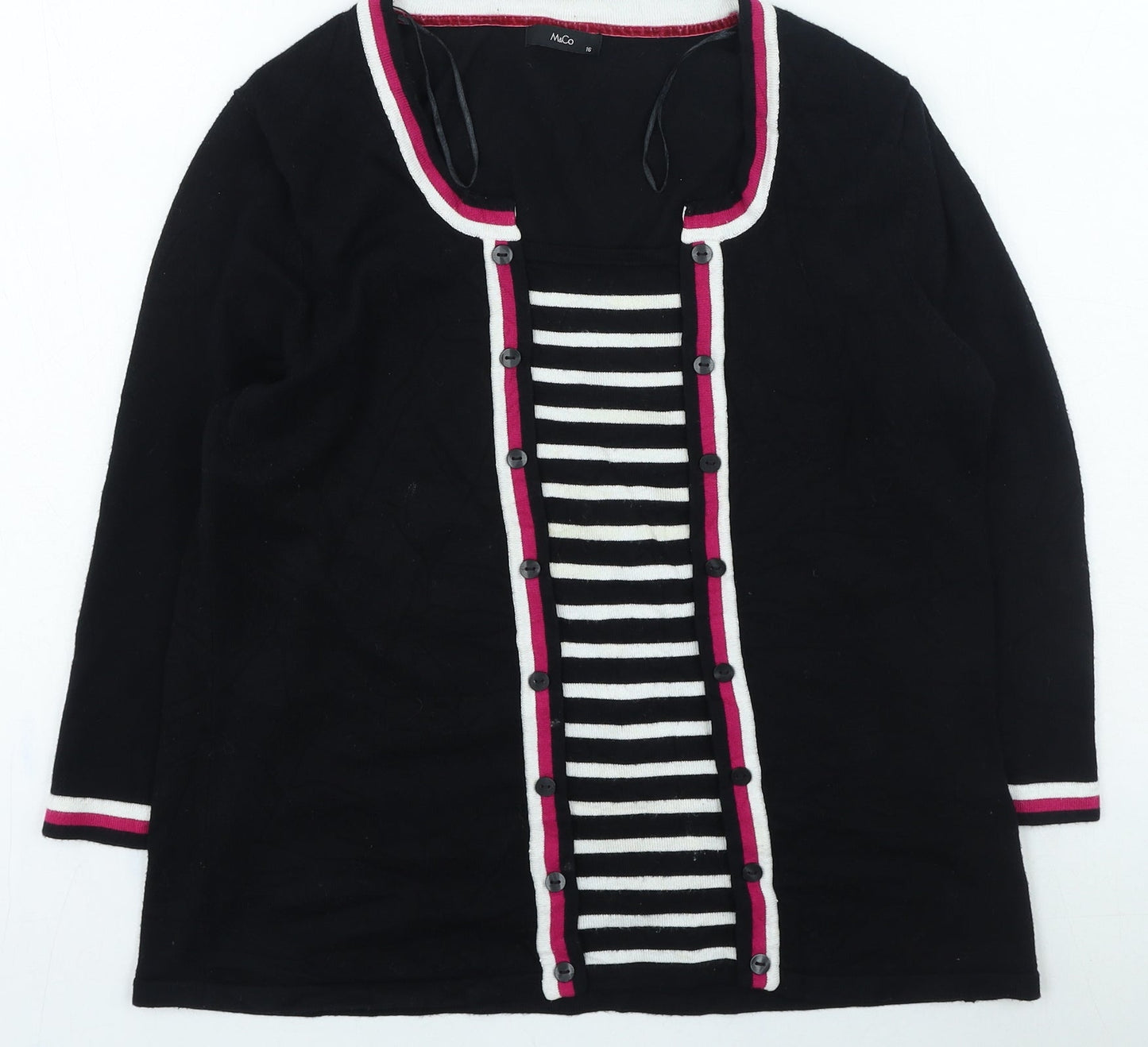 Womens UK Size 16 M&Co Black Pullover Jumper