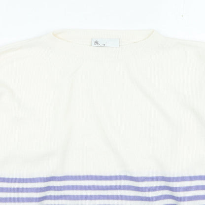BHS Womens Purple Round Neck Striped Acrylic Pullover Jumper Size 10