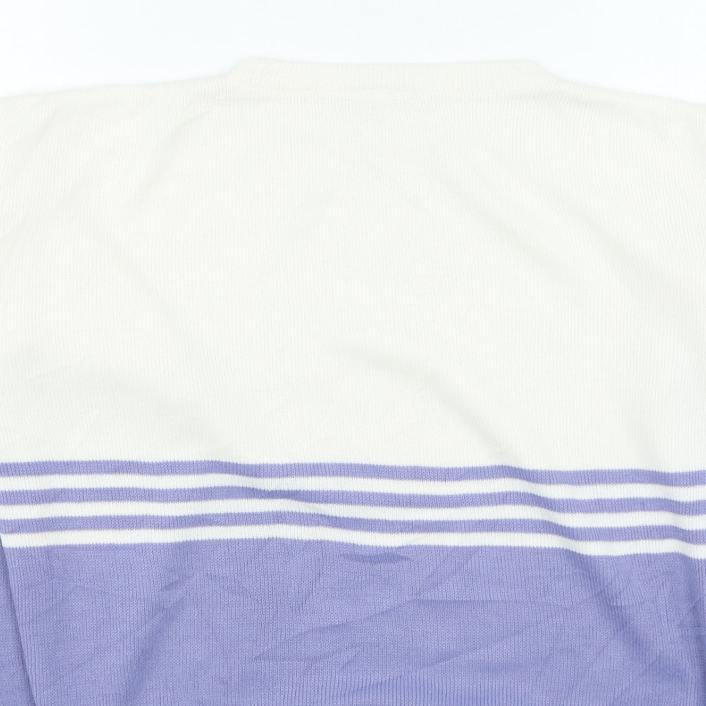 BHS Womens Purple Round Neck Striped Acrylic Pullover Jumper Size 10