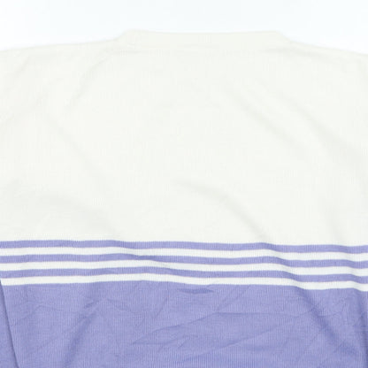 BHS Womens Purple Round Neck Striped Acrylic Pullover Jumper Size 10