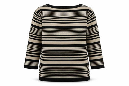 Bonmarché Womens Brown Round Neck Striped Viscose Pullover Jumper Size M
