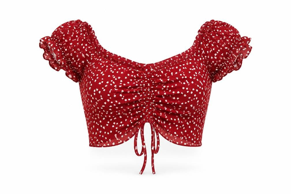 Womens UK Size XS SheIn Red Cropped Blouse