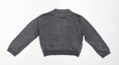 Gold Moon Womens Silver V-Neck Cotton Shrug Jumper Size S