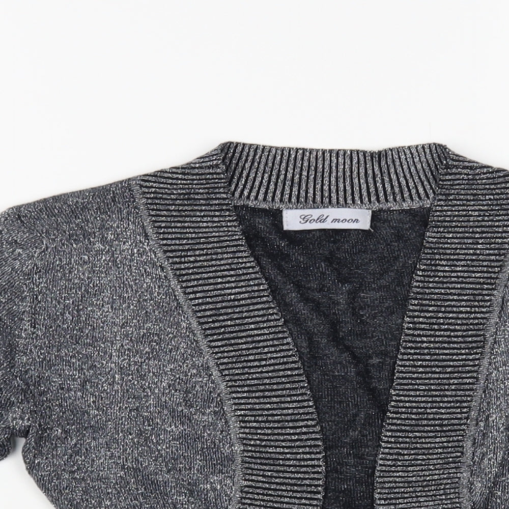 Gold Moon Womens Silver V-Neck Cotton Shrug Jumper Size S
