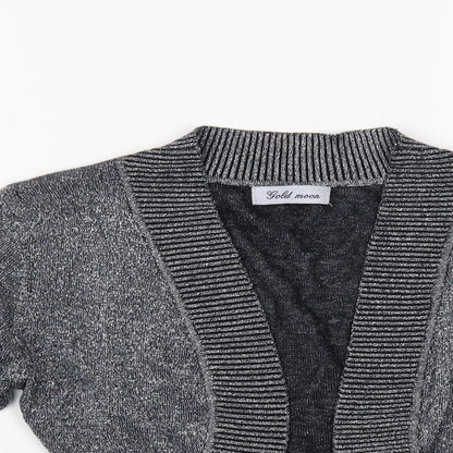 Gold Moon Womens Silver V-Neck Cotton Shrug Jumper Size S