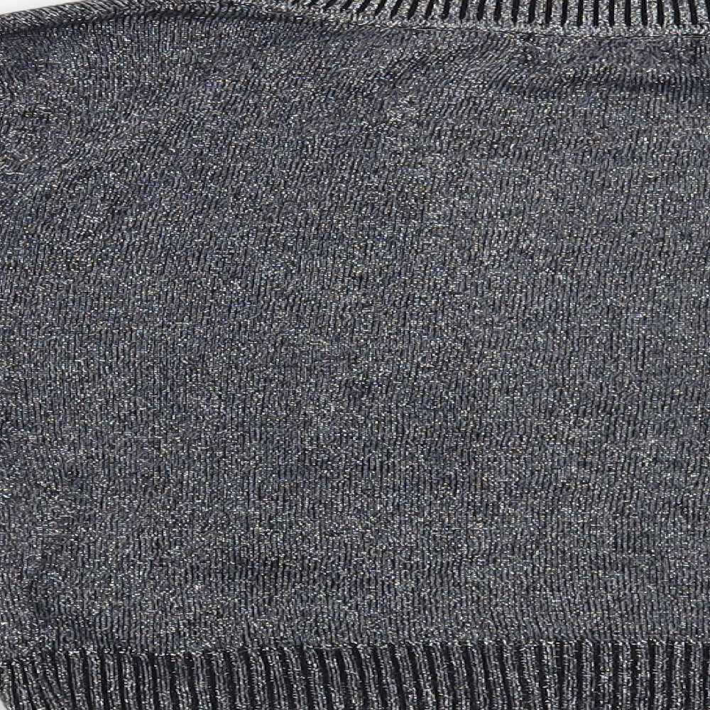 Gold Moon Womens Silver V-Neck Cotton Shrug Jumper Size S