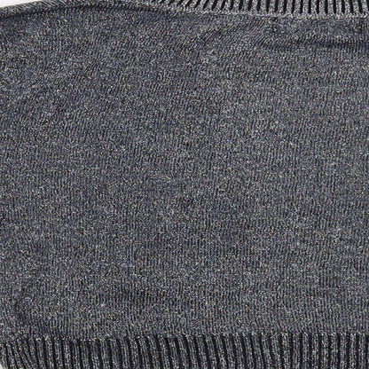 Gold Moon Womens Silver V-Neck Cotton Shrug Jumper Size S