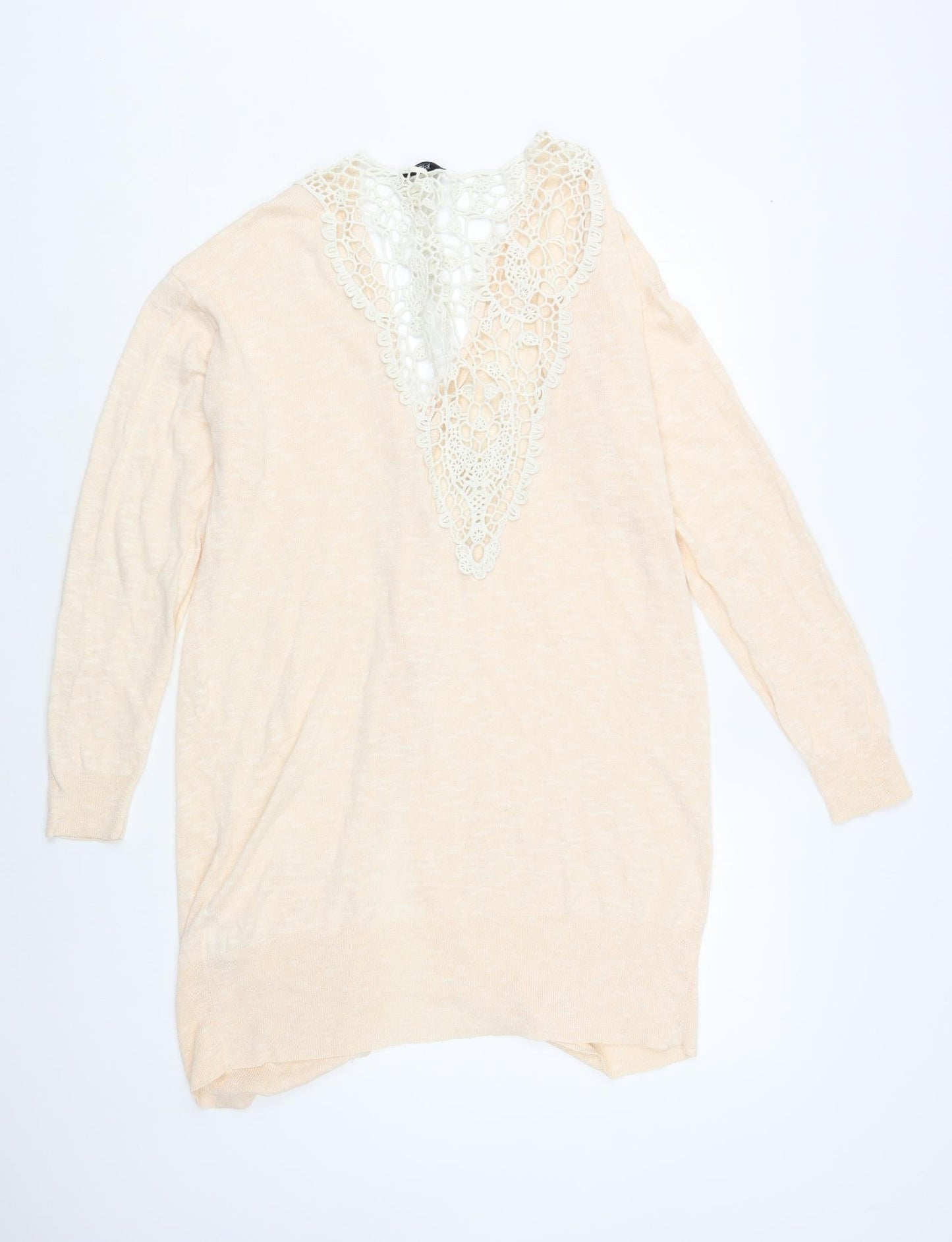 F&F Womens Pink V-Neck Acrylic Cardigan Jumper Size 14