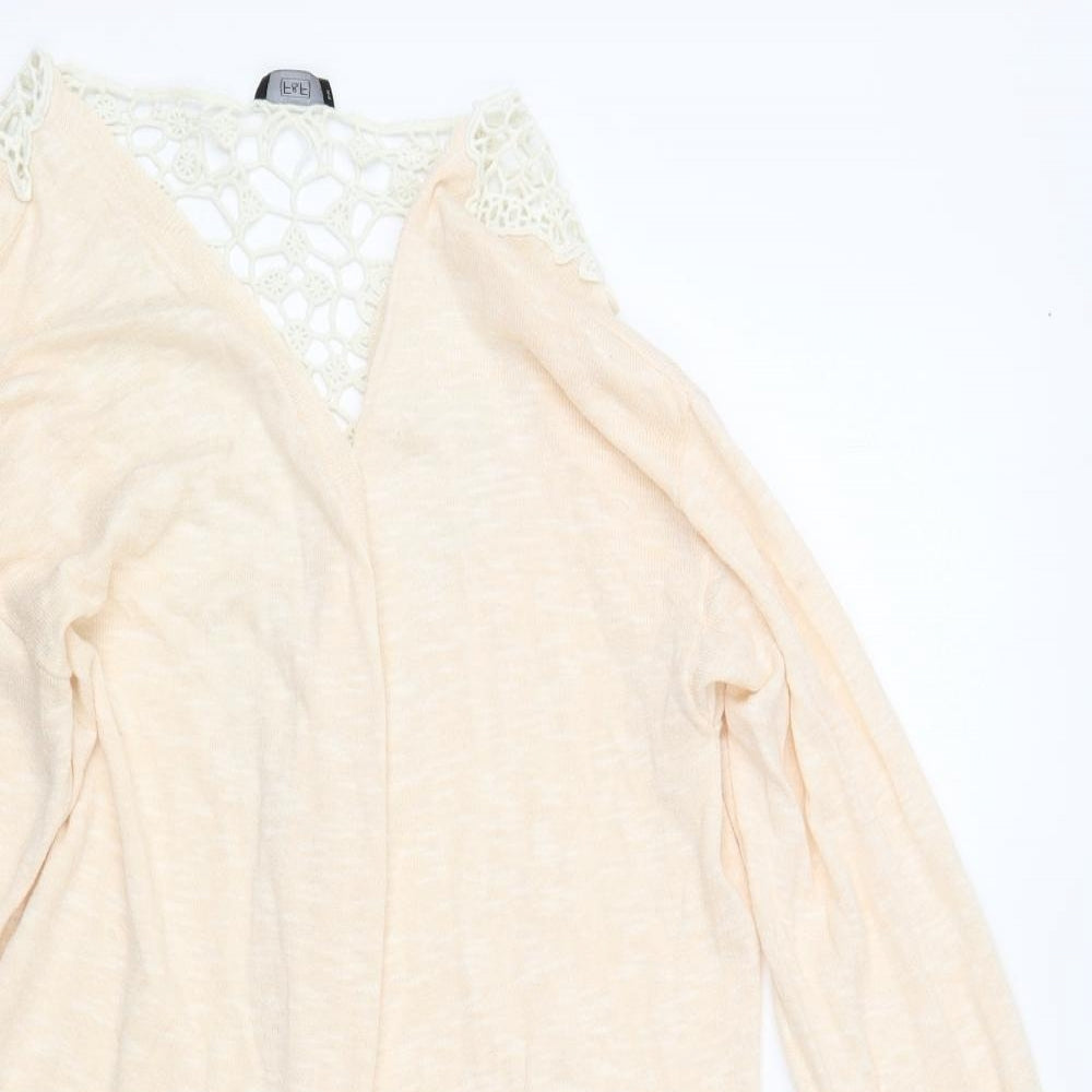 F&F Womens Pink V-Neck Acrylic Cardigan Jumper Size 14