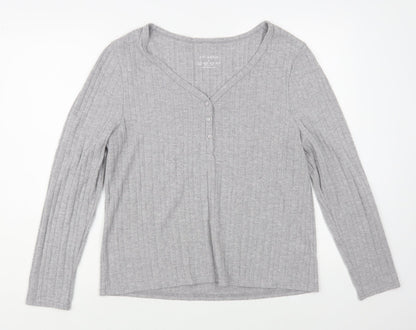 Primark Womens Grey V-Neck Polyester Pullover Jumper Size L