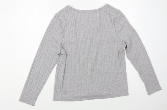Primark Womens Grey V-Neck Polyester Pullover Jumper Size L