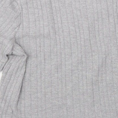 Primark Womens Grey V-Neck Polyester Pullover Jumper Size L