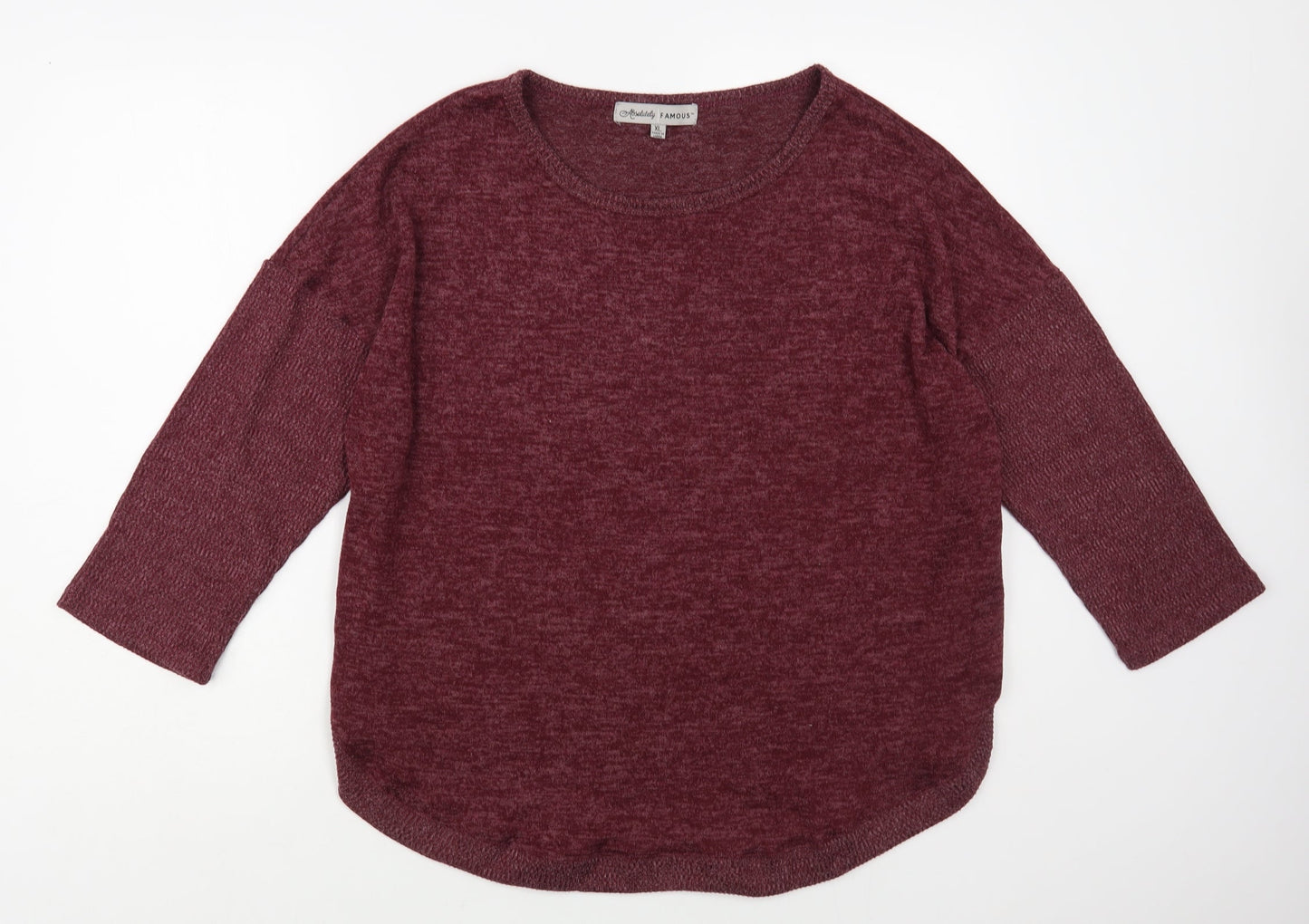 Absolutely Famous Womens Purple Boat Neck Polyester Pullover Jumper Size XL