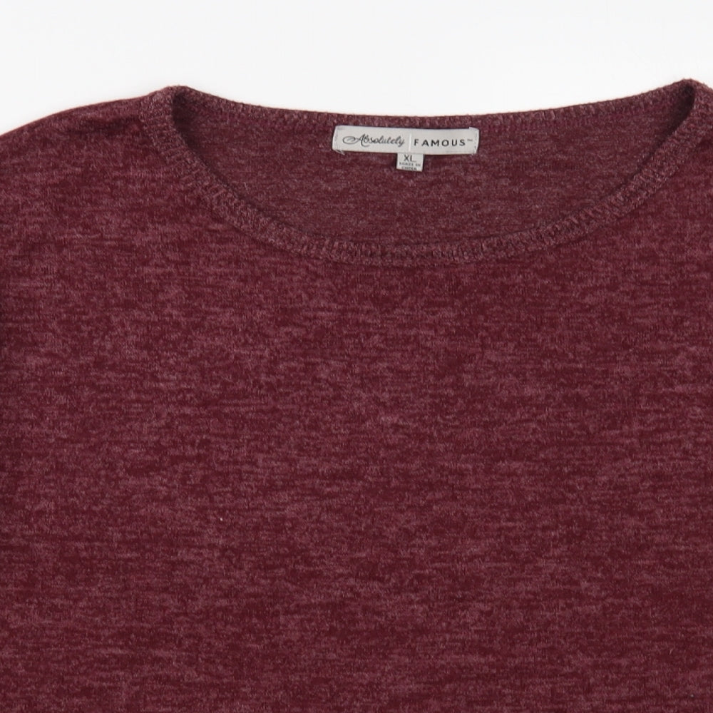 Absolutely Famous Womens Purple Boat Neck Polyester Pullover Jumper Size XL