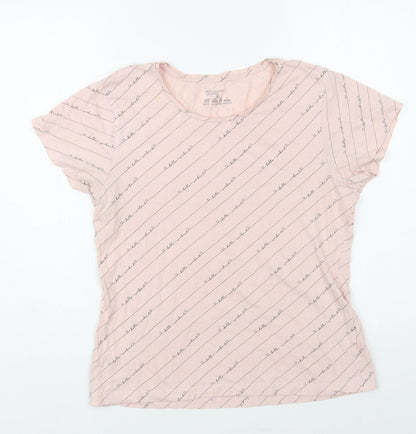 Primark Womens Pink Geometric Cotton Basic T-Shirt Size 10 Crew Neck - Hello Weekend