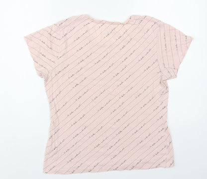 Primark Womens Pink Geometric Cotton Basic T-Shirt Size 10 Crew Neck - Hello Weekend