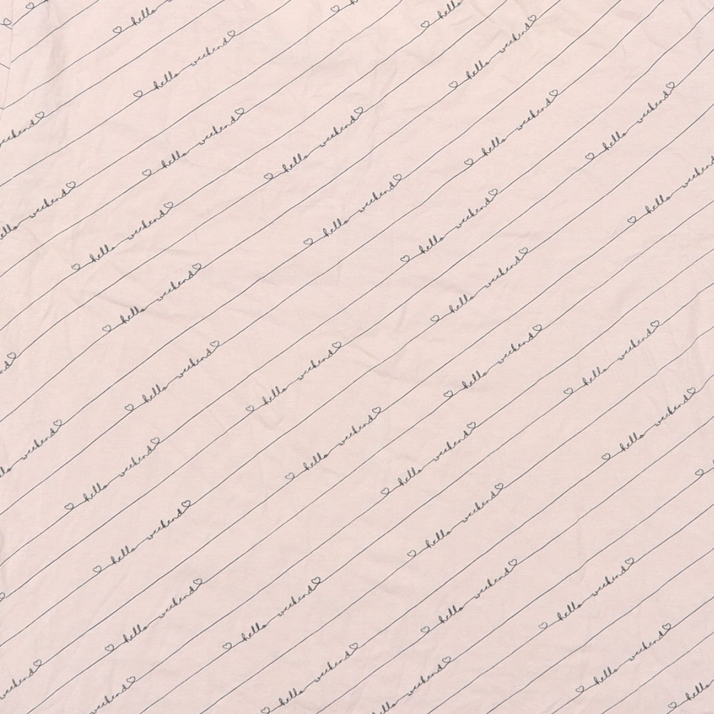 Primark Womens Pink Geometric Cotton Basic T-Shirt Size 10 Crew Neck - Hello Weekend