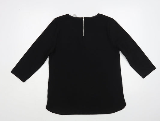 Womens UK Size 10 Peacocks Black Basic Blouse
