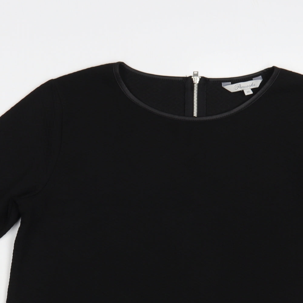 Womens UK Size 10 Peacocks Black Basic Blouse