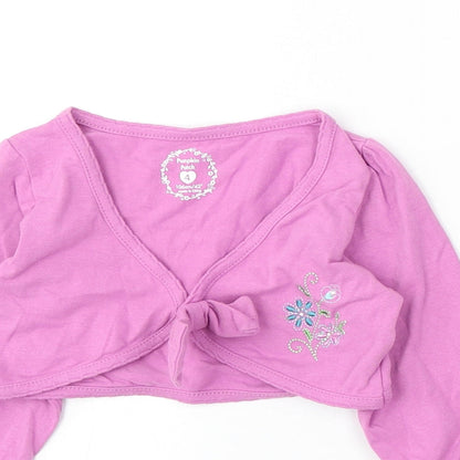 Pumpkin Patch Girls Purple V-Neck Cotton Cardigan Jumper Size 4 Years