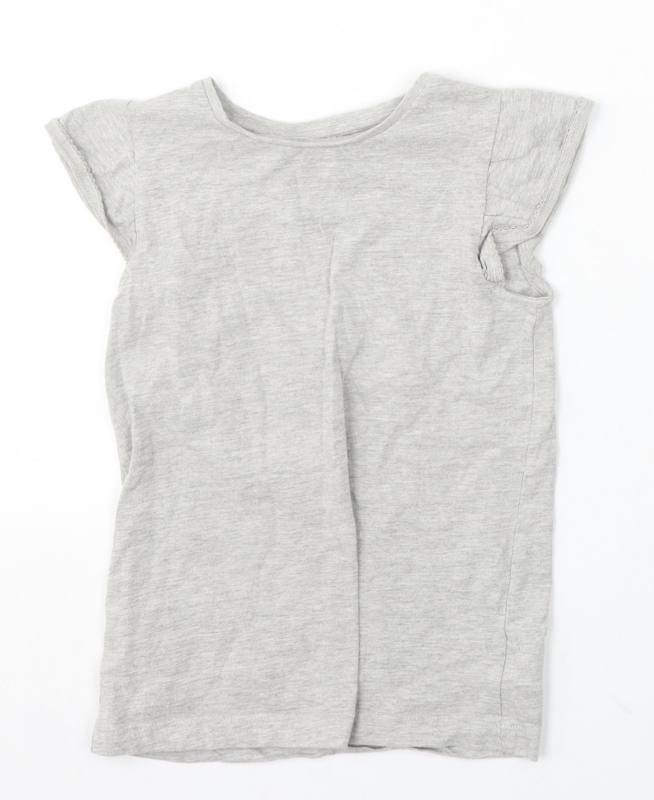 M Girls Grey Cotton Basic T-Shirt Size 8 Years Round Neck