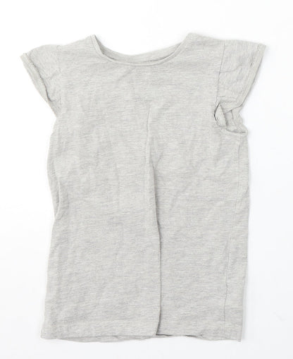 M Girls Grey Cotton Basic T-Shirt Size 8 Years Round Neck