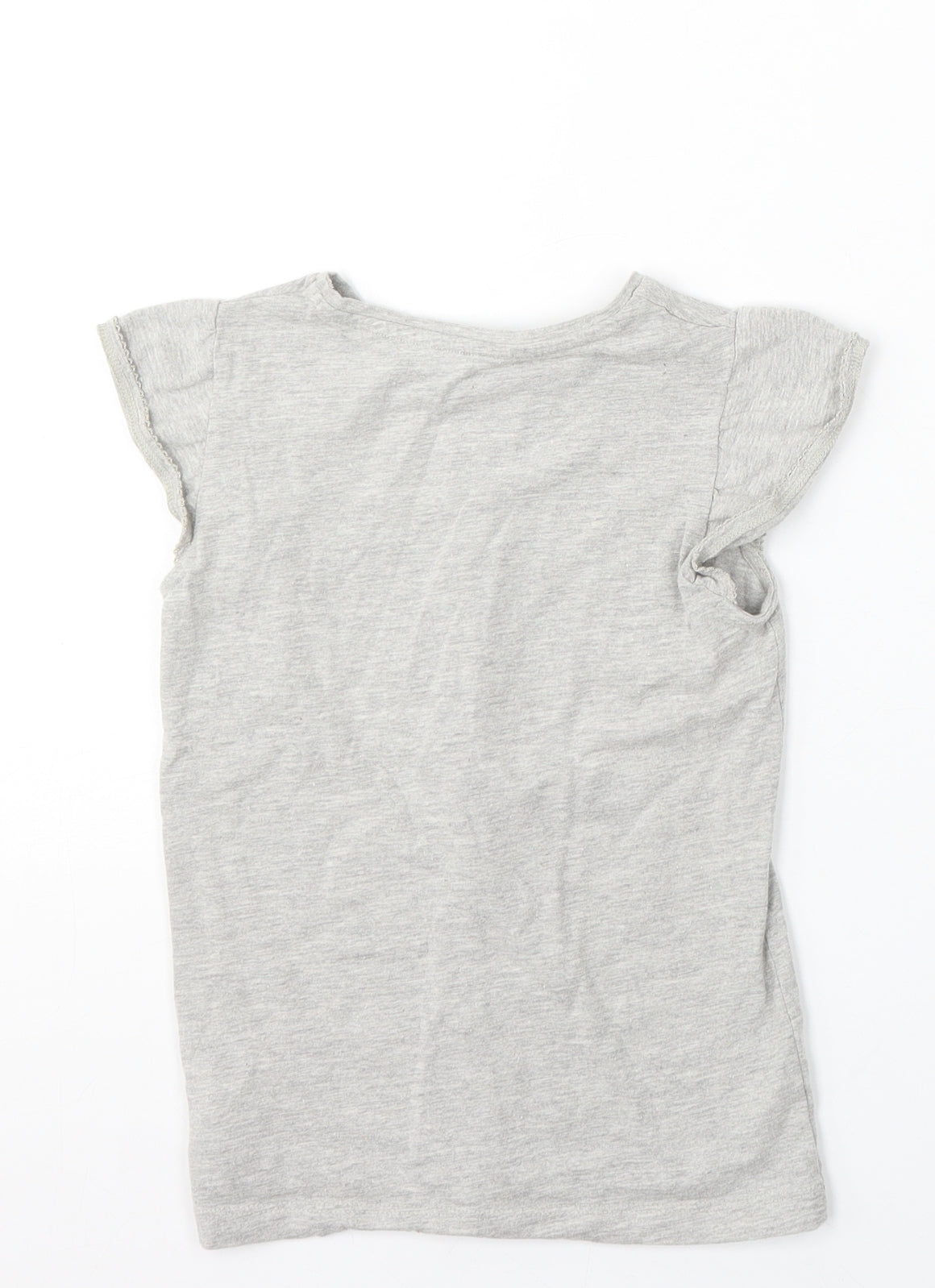 M Girls Grey Cotton Basic T-Shirt Size 8 Years Round Neck