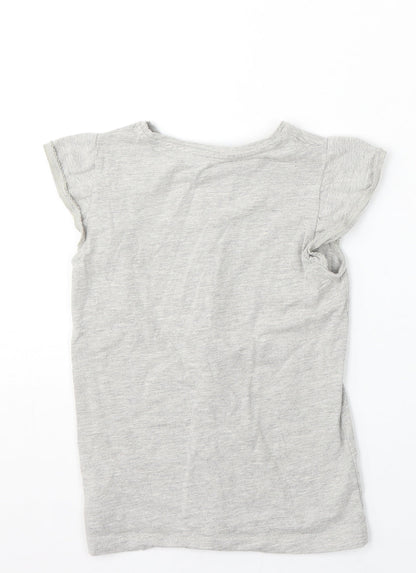 M Girls Grey Cotton Basic T-Shirt Size 8 Years Round Neck