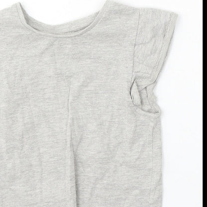 M Girls Grey Cotton Basic T-Shirt Size 8 Years Round Neck