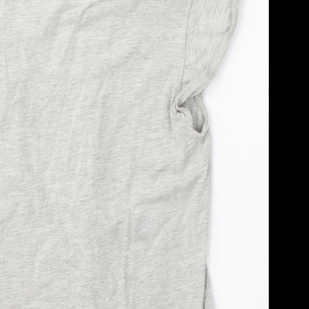 M Girls Grey Cotton Basic T-Shirt Size 8 Years Round Neck