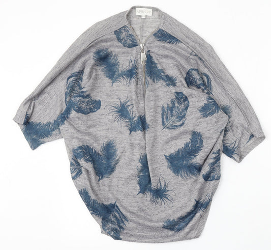 Apricot Womens Grey Round Neck Geometric Polyester Pullover Jumper Size S