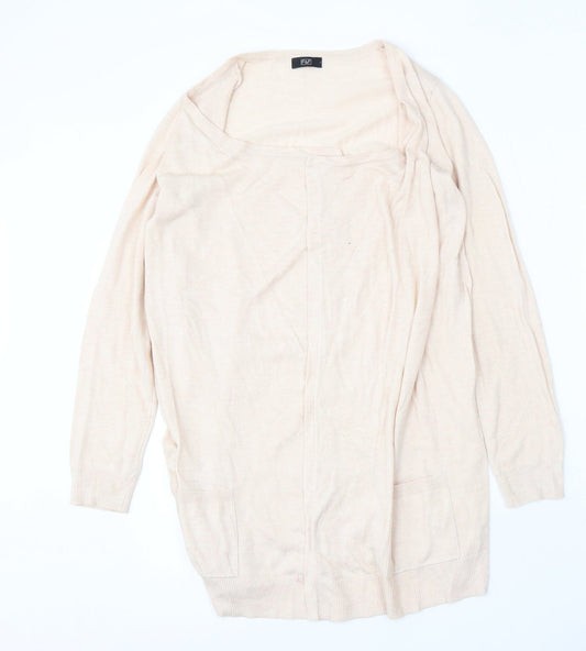 F&F Womens Pink V-Neck Polyester Cardigan Jumper Size L