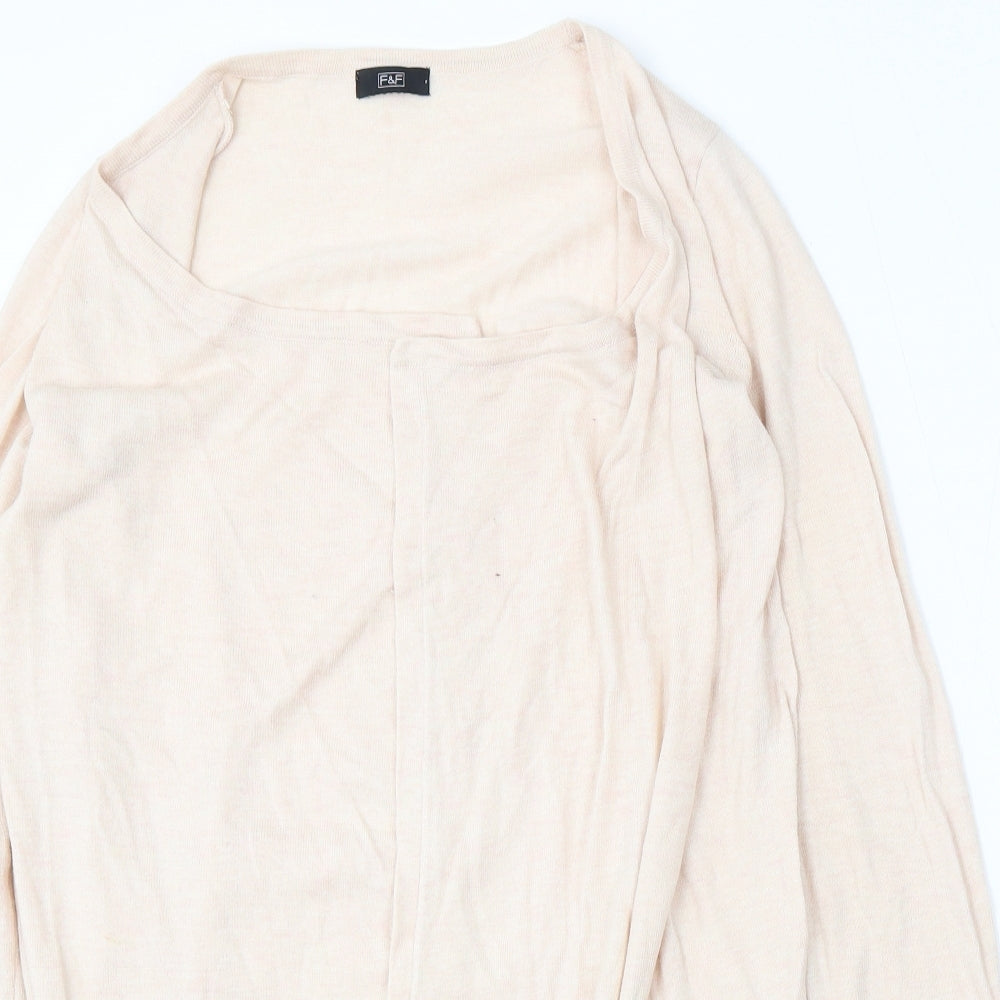 F&F Womens Pink V-Neck Polyester Cardigan Jumper Size L