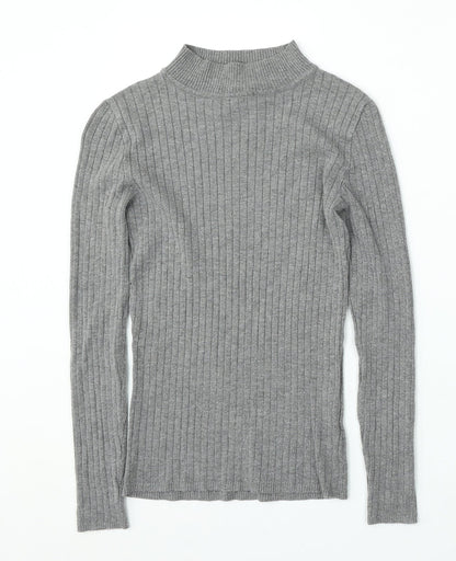 Primark Womens Grey Mock Neck Viscose Pullover Jumper Size 12