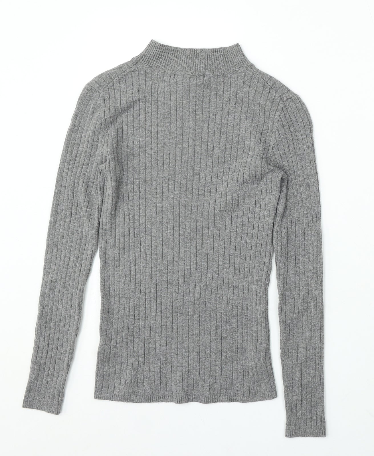 Primark Womens Grey Mock Neck Viscose Pullover Jumper Size 12