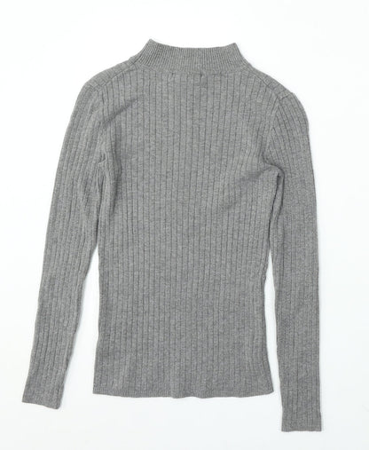 Primark Womens Grey Mock Neck Viscose Pullover Jumper Size 12