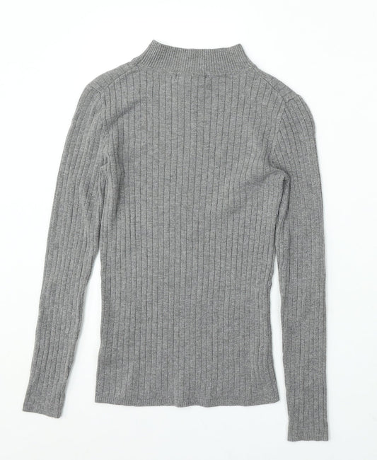 Primark Womens Grey Mock Neck Viscose Pullover Jumper Size 12