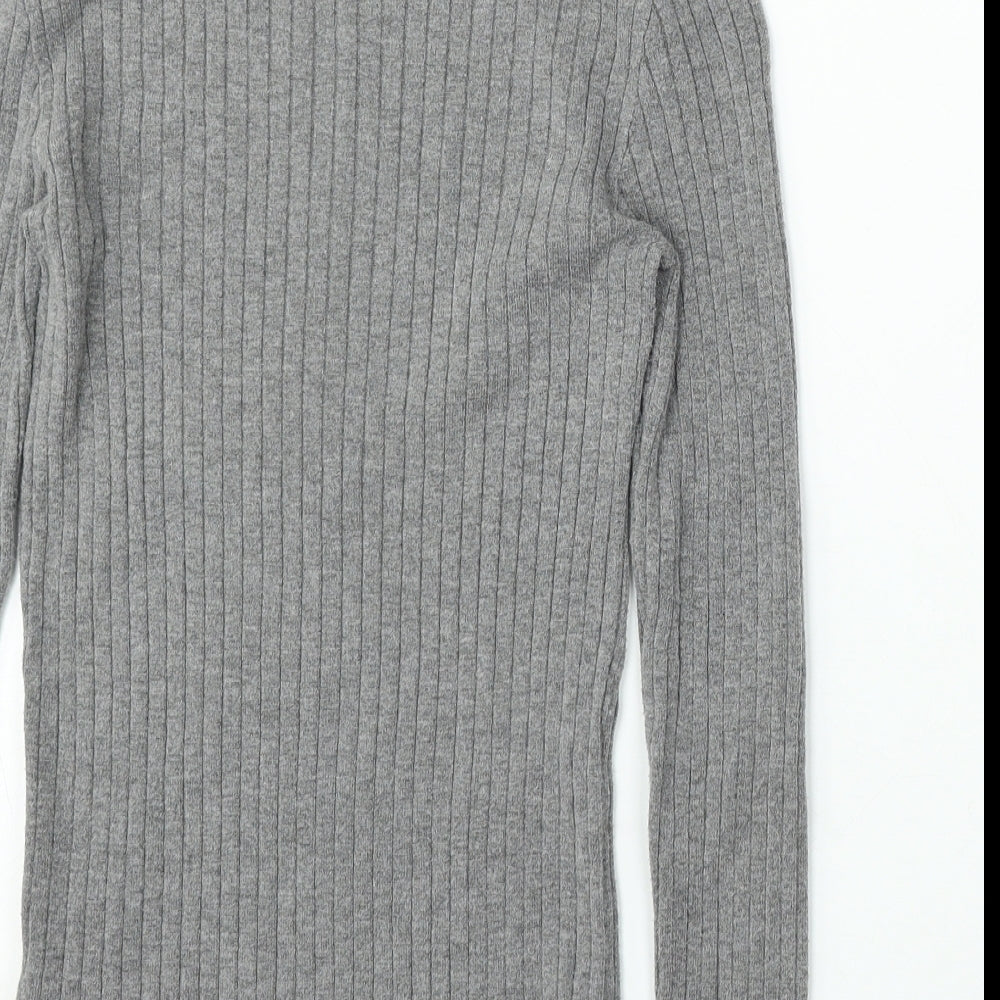 Primark Womens Grey Mock Neck Viscose Pullover Jumper Size 12