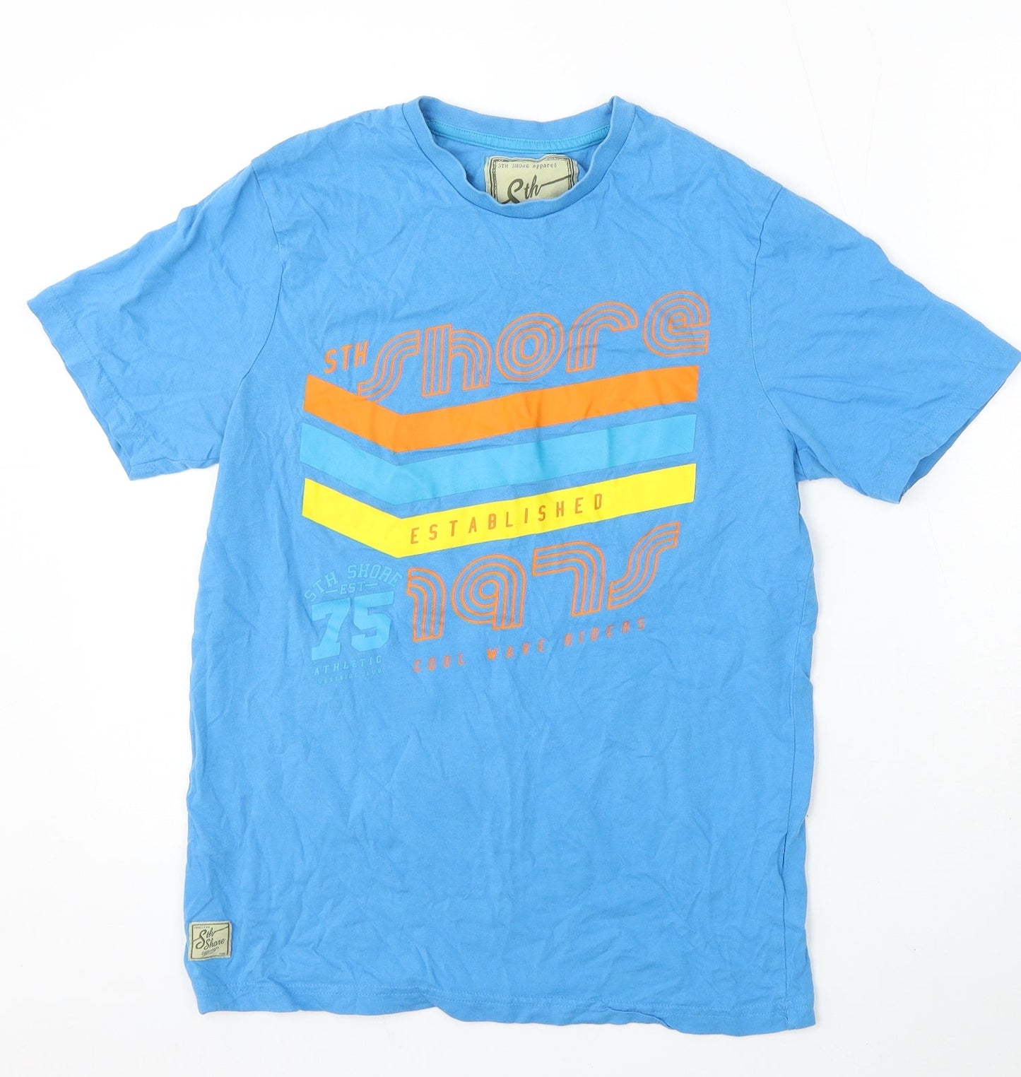 8th Shore Mens Blue Cotton T-Shirt Size S Round Neck