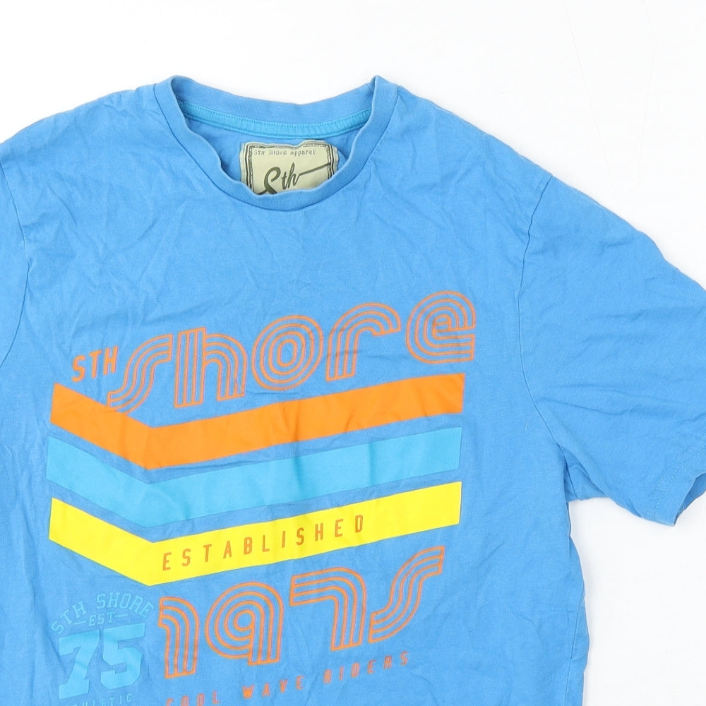 8th Shore Mens Blue Cotton T-Shirt Size S Round Neck