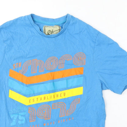 8th Shore Mens Blue Cotton T-Shirt Size S Round Neck
