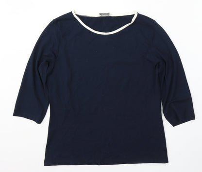 Via Appia Womens Blue Round Neck Viscose Pullover Jumper Size 14