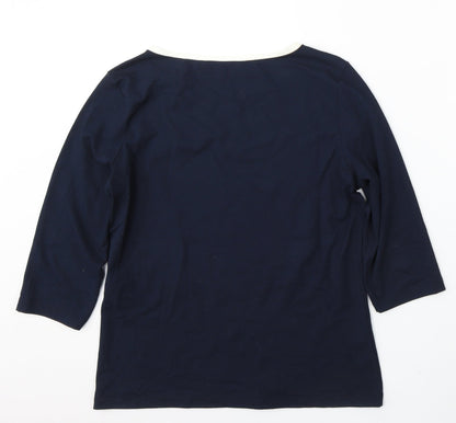 Via Appia Womens Blue Round Neck Viscose Pullover Jumper Size 14