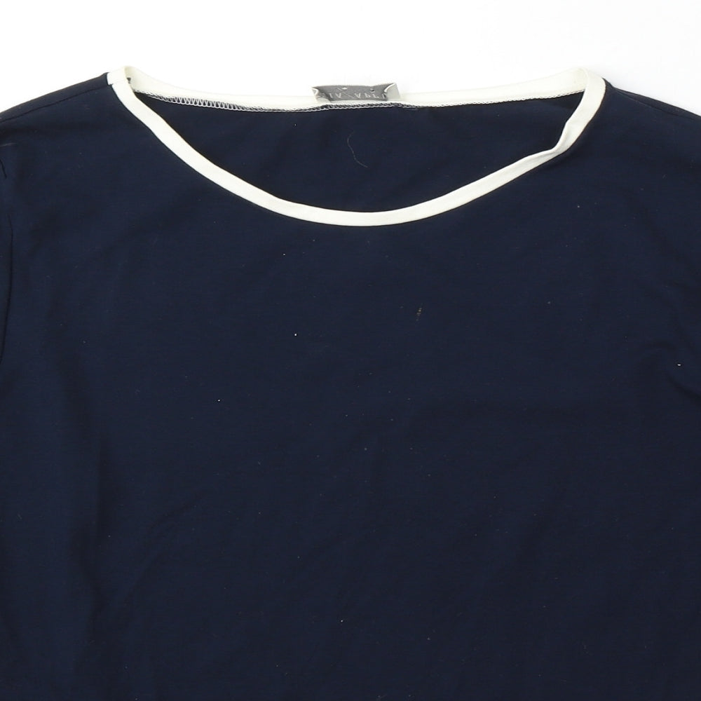 Via Appia Womens Blue Round Neck Viscose Pullover Jumper Size 14