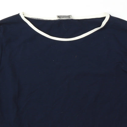 Via Appia Womens Blue Round Neck Viscose Pullover Jumper Size 14