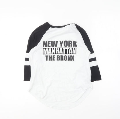 New Look Boys White Cotton Basic T-Shirt Size 10-11 Years Round Neck - New York